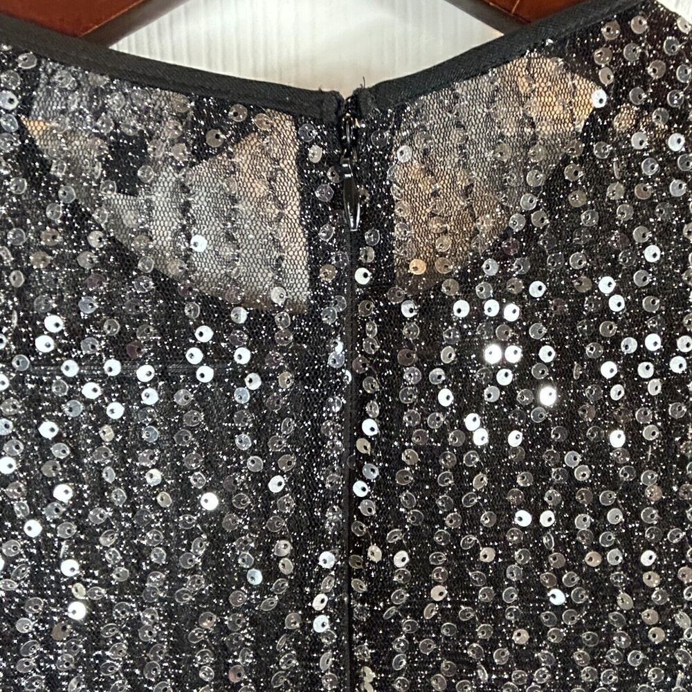 Rachel Roy Collection Women Sz S Dress Sequin Crew Neck Long Sleeves Mesh Sheer - Picture 7 of 12